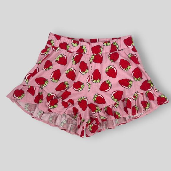 ASOS DESIGN Strawberry Print Ruffle Shorts Pink Size US 4 - Picture 1 of 6